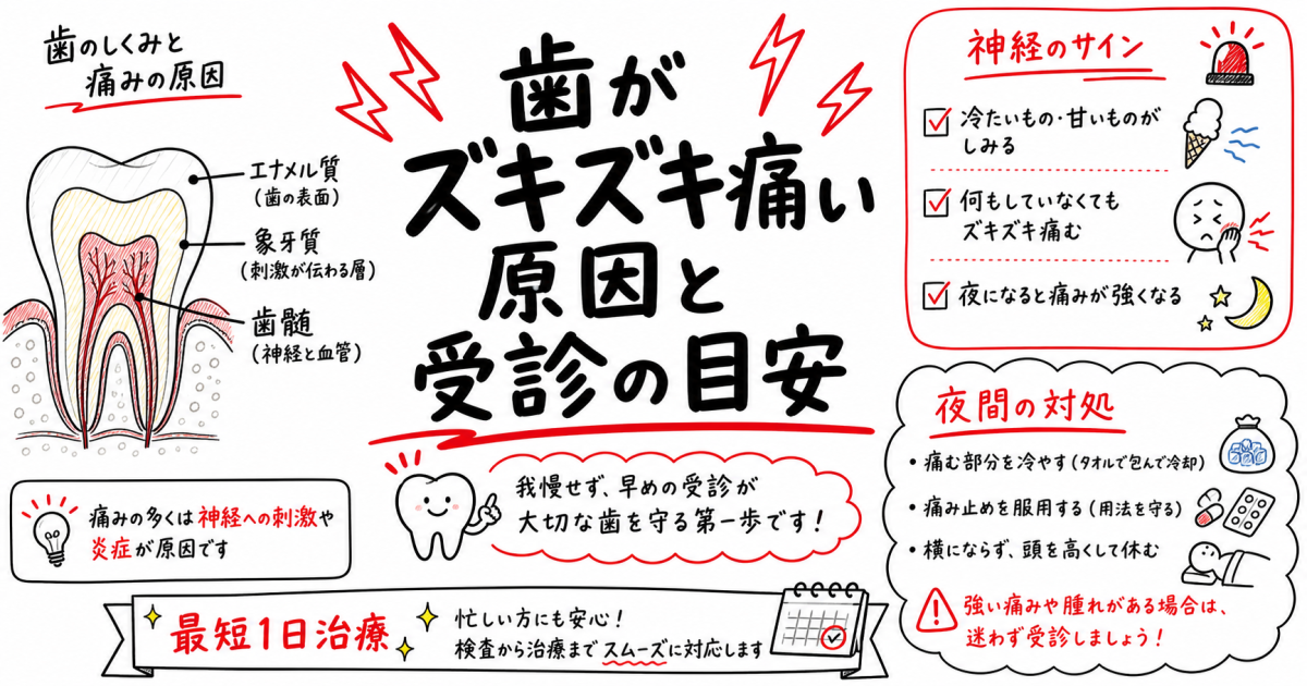 歯がズキズキ痛い原因は?神経のサインと多忙な方のための受診目安