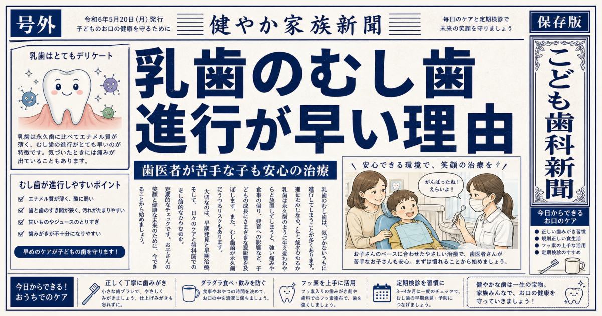 乳歯の虫歯はなぜ早い？歯医者嫌いの子も安心な治療法と予防