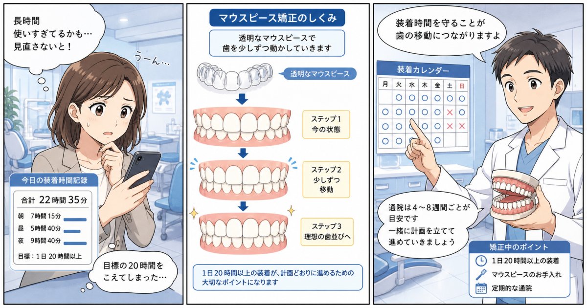 装着時間が足りないと失敗する？マウスピース矯正が進まない理由