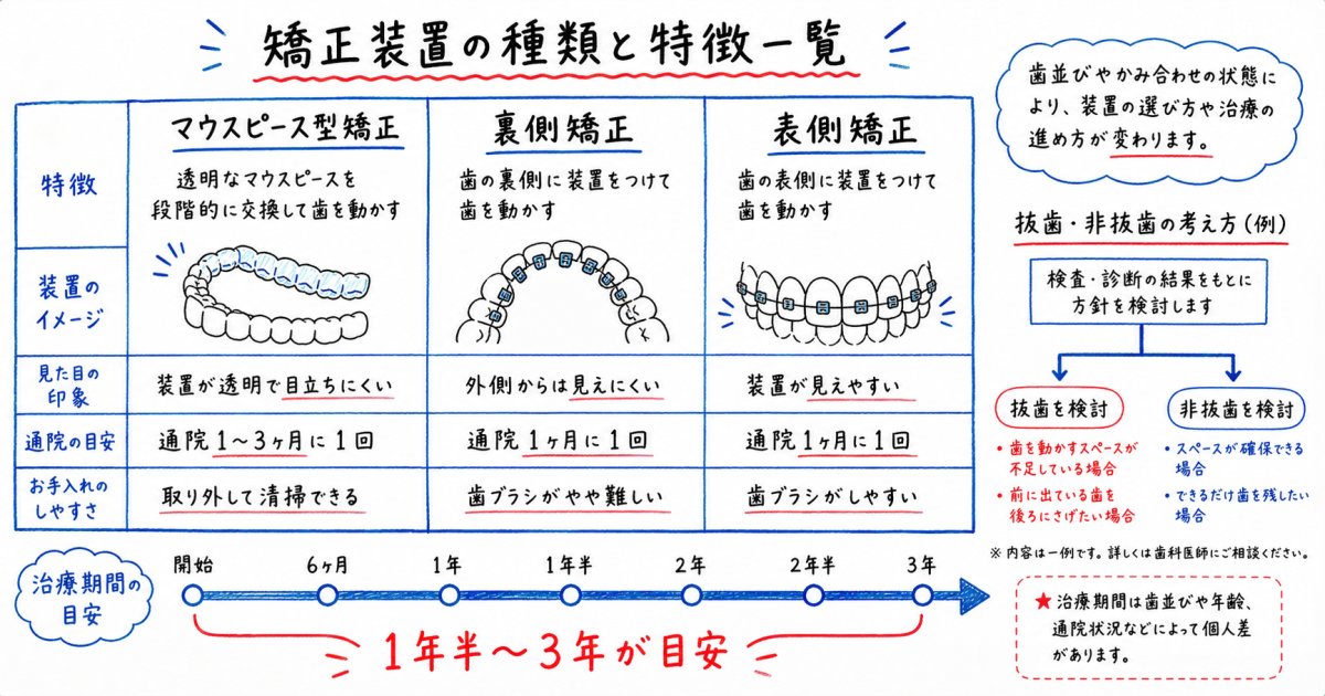 出っ歯矯正が治るまでの平均期間と装置別の違い
