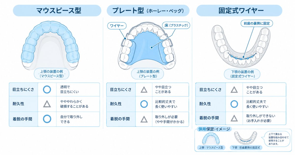 主なリテーナーの種類と生活スタイルに合わせた選び方
