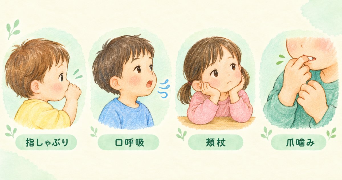 指しゃぶり・口呼吸・頬杖がそれぞれ歯並びに与える影響