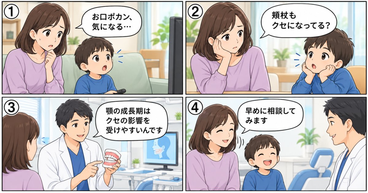 指しゃぶり・口呼吸・頬杖が歯並びに与える影響と受診の目安